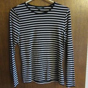 Ralph Lauren Long Sleeve T-Shirt Stripe Black/White Size L